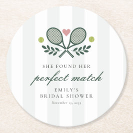Perfect Match Tennis Bruiloftsfeest Ronde Kartonnen Onderzetter