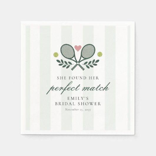 Perfect Match Tennis Bruiloftsfeest Servet (Voorkant)