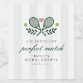 Perfect Match Tennis Bruiloftsfeest Wijn Etiket (Enkel label)