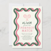 Perfect Match Tennis Green Wavy Vrijgezellenfeest Kaart (Voorkant)