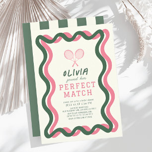 Perfect Match Tennis Green Wavy Vrijgezellenfeest Kaart