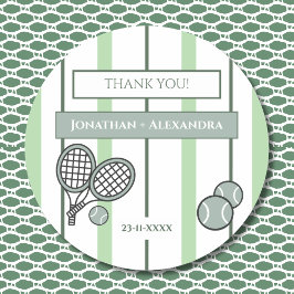 Perfect Match Tennis Koppel Bruiloft Dank Je Ronde Sticker