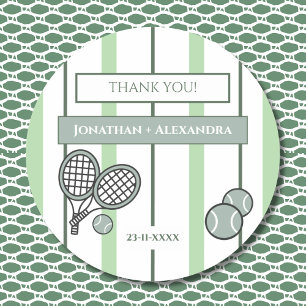 Perfect Match Tennis Koppel Bruiloft Dank Je Ronde Sticker