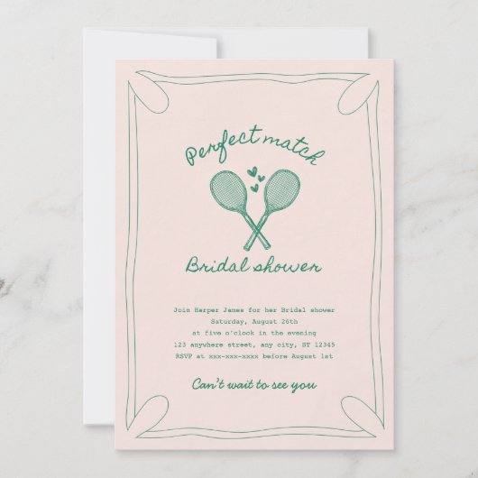 Perfect match tennis vrijgezellenfeest kaart (Voorkant)