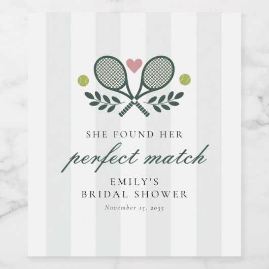 Perfect Match Tennis Vrijgezellenfeest Wijn Etiket (Enkel label)