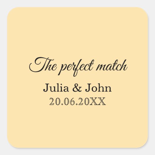 Perfect Match Trouwmatchbox – Premiumeditie Vierkante Sticker (Voorkant)