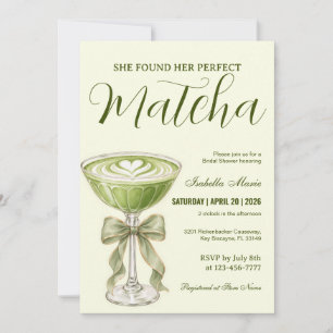 Perfect Matcha Bruiloftsinvitation Groene Thee Kaart