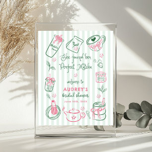 Perfect Matcha Bruiloftsontvangst Groen Welkomstbo Poster