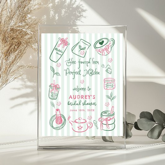 Perfect Matcha Bruiloftsontvangst Groen Welkomstbo Poster