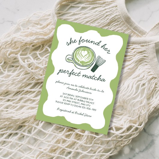 Perfect Matcha Green Tea Hand Drawn Bridal Shower Kaart