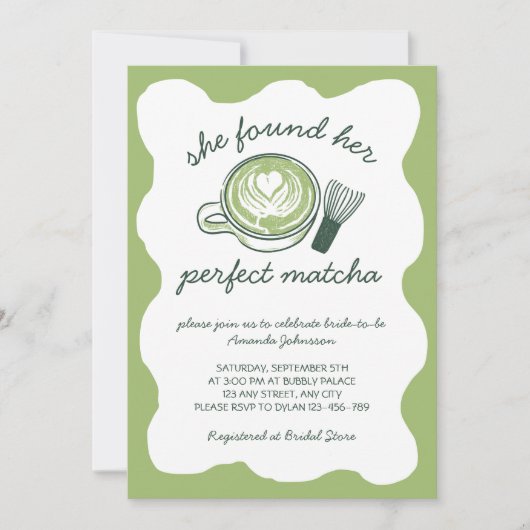 Perfect Matcha Green Tea Hand Drawn Bridal Shower Kaart (Voorkant)