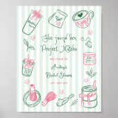 Perfect Matcha Stripes Bridal Shower Welcome Sign Poster (Voorkant)