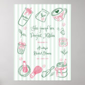 Perfect Matcha Stripes Bridal Shower Welcome Sign Poster (Voorkant)