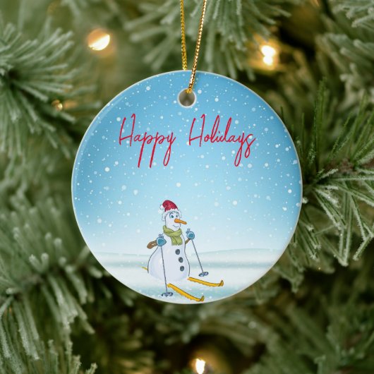 Perfect met Kerstmis Snowman Beverage Keramisch Ornament (Boom)