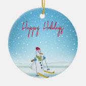 Perfect met Kerstmis Snowman Beverage Keramisch Ornament (Voorkant)