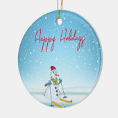 Perfect met Kerstmis Snowman Beverage Keramisch Ornament (Links)