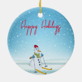 Perfect met Kerstmis Snowman Beverage Keramisch Ornament (Achterkant)