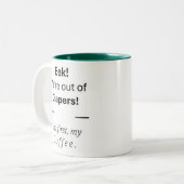 Perfect Moederdag cadeau. Luiers of koffie? Tweekleurige Koffiemok (Voorkant links)