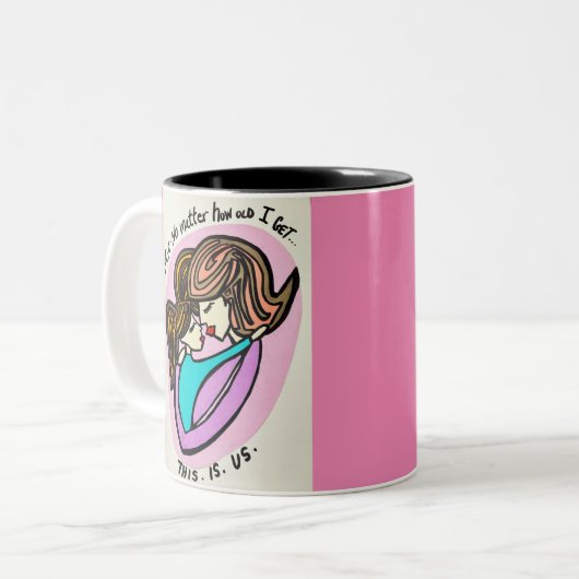 Perfect moederdaggeschenk! tweekleurige koffiemok (Voorkant links)