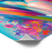 Perfect Mooie Bloemen Regenboog Waterverf Vrouw Poster (Hoek)