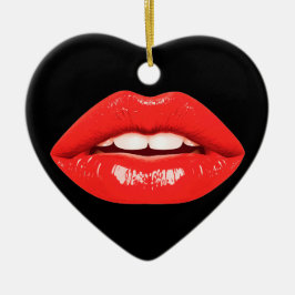 Perfect mooie lippen op een Valentijnsdag boom Keramisch Ornament