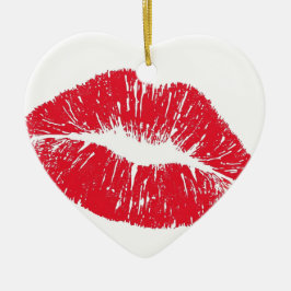 Perfect mooie lippen op een Valentijnsdag boom Keramisch Ornament
