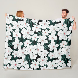 Perfect naadloze bloemen, groen en minimaal wit fleece deken