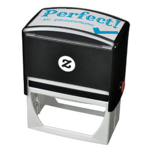 "Perfect!" + Naam leraar Rubber Stamp Zelfinktende Stempel