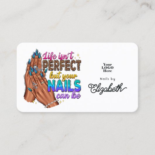 Perfect Nails Slogan Nail Salon Visitekaartje (Voorkant)