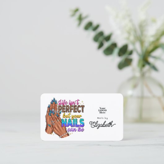 Perfect Nails Slogan Nail Salon Visitekaartje (Staand voorkant)