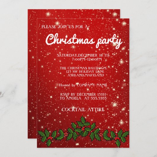 Perfect, ongekend rode kerstuitnodiging kaart (Voorkant / Achterkant)