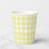 Perfect onvolmaakte Pastel Yellow Gingham Papieren Bekers (Achterkant)
