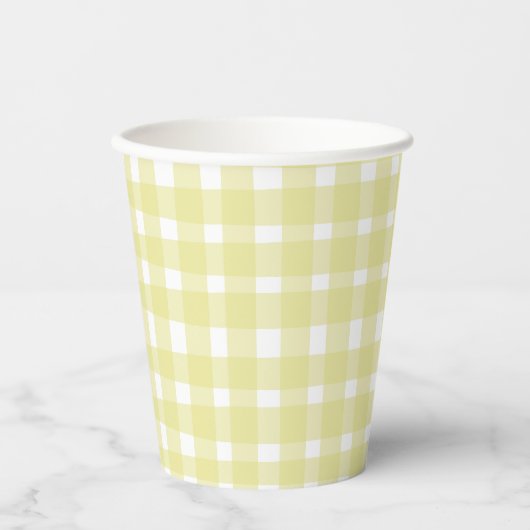 Perfect onvolmaakte Pastel Yellow Gingham Papieren Bekers (Voorkant)