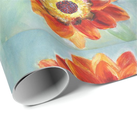 Perfect oranje zonnebloem inpakpapier (Rol Hoek)