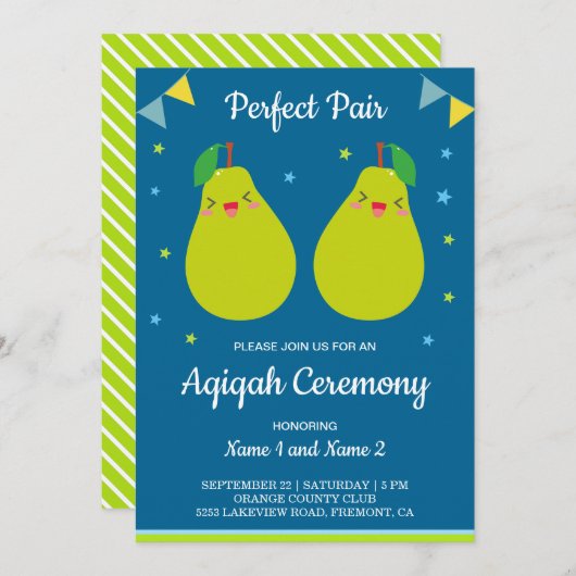 Perfect Paar Leuke Peer Twins Aqiqah Kaart (Voorkant / Achterkant)