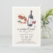 Perfect Paar Pizza & Wine Rehearsal Dinner Kaart (Staand voorkant)