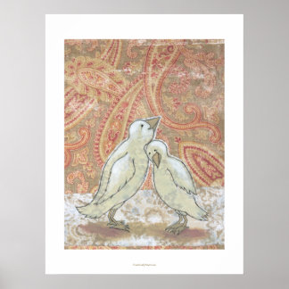 Perfect paar schattige liefdesvogels, grillen poster