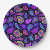 Perfect Paarse Paisley Papieren Bordje (Voorkant)