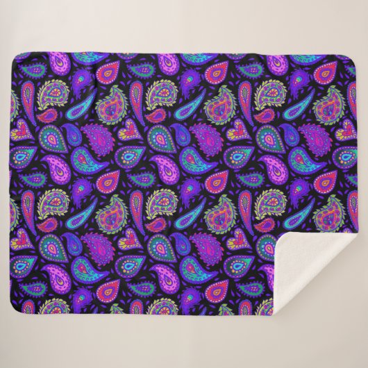 Perfect Paarse Paisley  Sherpa Deken (Voorkant (horizontaal))