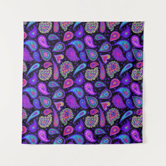 Perfect Paarse Paisley  Wandkleed (Voorkant (horizontaal))