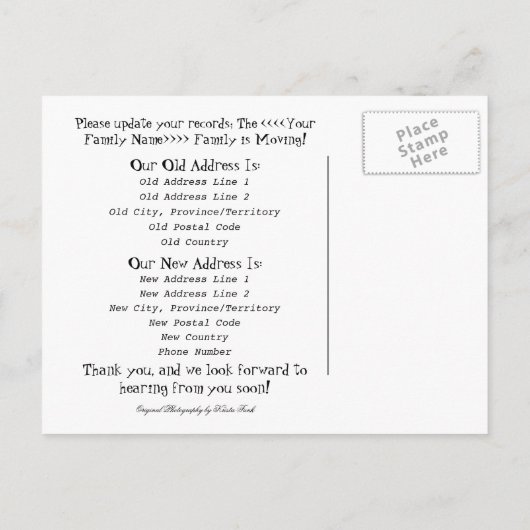 Perfect Pacific; adreswijziging Aankondigingskaart (Achterkant)