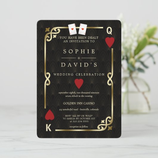 Perfect Pair Ace Casino Las Vegas Poker Huwelijk Kaart (Staand voorkant)