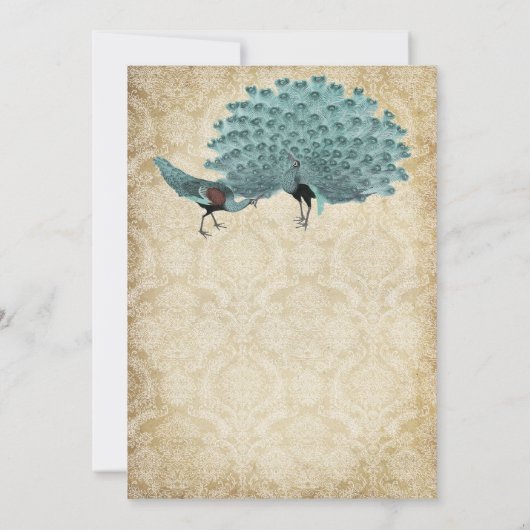 Perfect Pair Aqua Aged Damask Peacock Elegance Kaart (Achterkant)