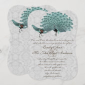 Perfect Pair Aqua Gray Peacock Metallic Elegance Kaart (Voorkant / Achterkant)