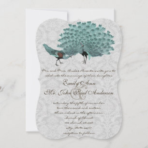 Perfect Pair Aqua Gray Peacock Metallic Elegance Kaart