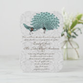 Perfect Pair Aqua Gray Peacock Metallic Elegance Kaart (Staand voorkant)