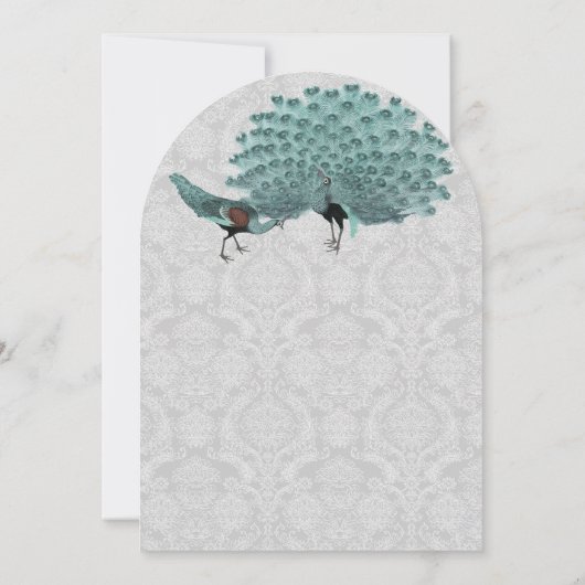 Perfect Pair Aqua Gray Peacock Metallic Elegance Kaart (Achterkant)