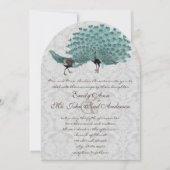 Perfect Pair Aqua Gray Peacock Metallic Elegance Kaart (Voorkant)