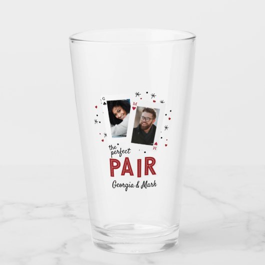 Perfect Pair Casino Theme Couples Foto Favor Glas (Voorkant)