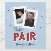 Perfect Pair Casino Theme Couples Photo Wijn Etiket (Enkel label)